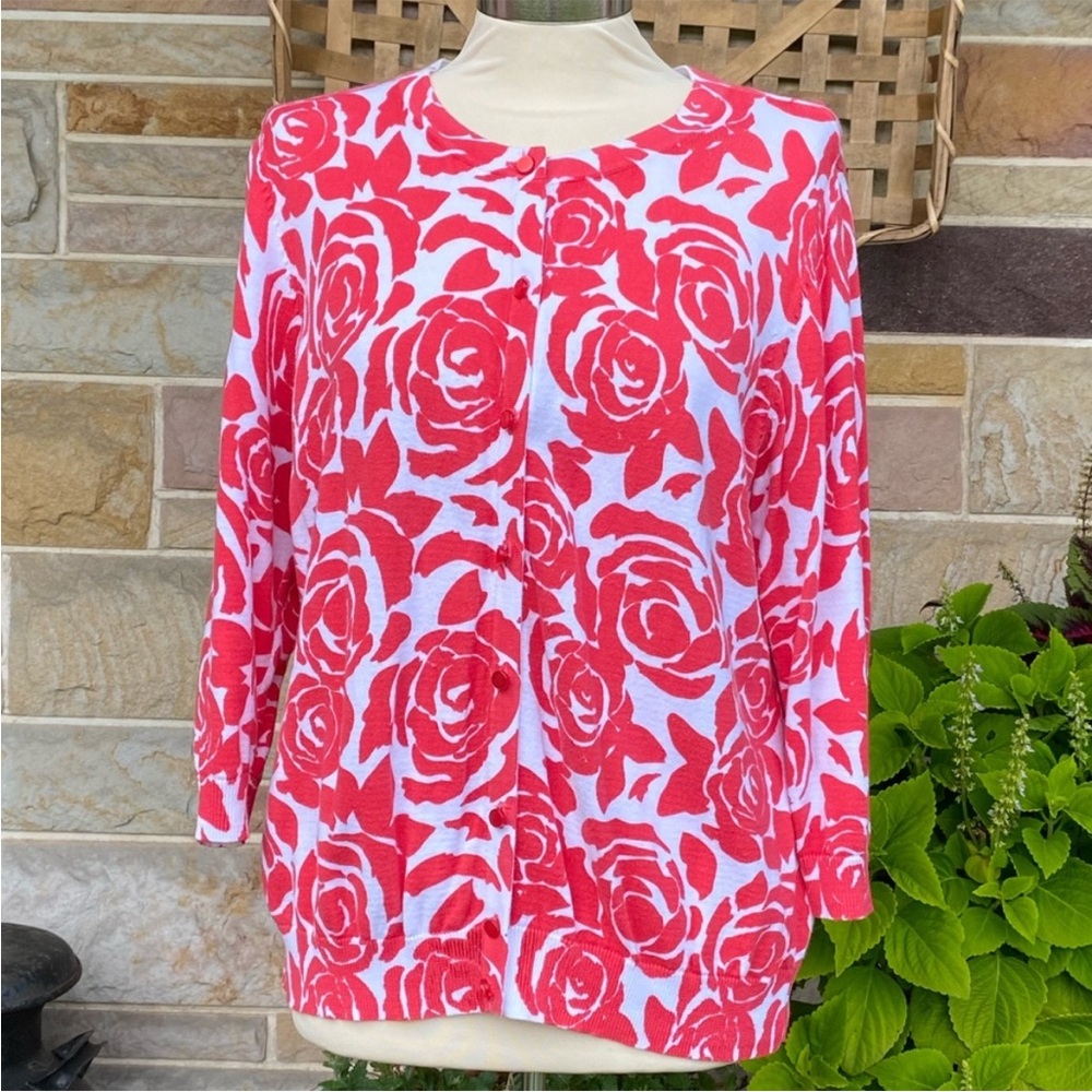 Requirements Cotton‎ Floral Cardigan Sweater
